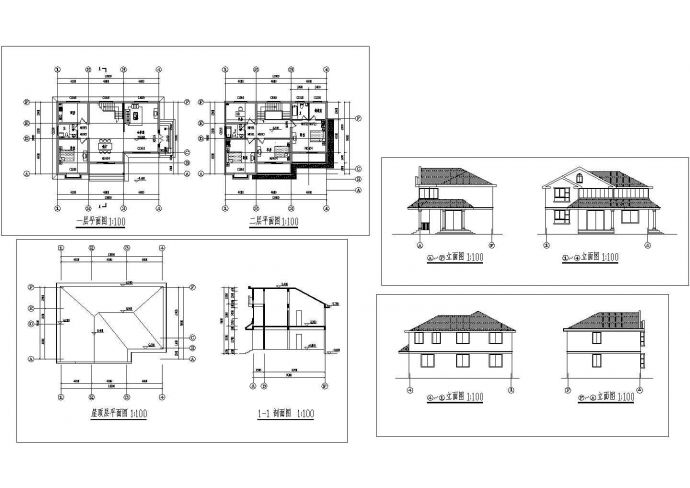 某2层框架结构乡村别墅设计cad全套建筑施工图纸（含效果图）_图1