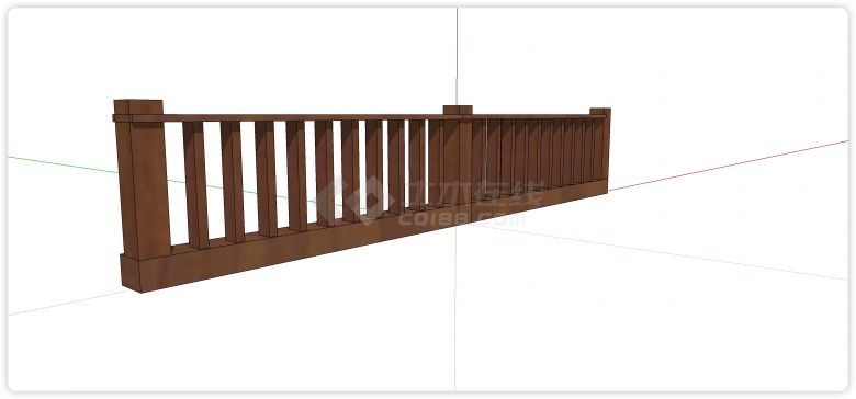樱桃木简洁造型木质栏杆su模型-图二