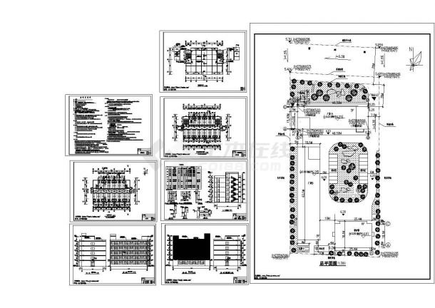 某 5层2320平米框架电子厂宿舍楼建筑施工CAD图纸（ 长25.4米 宽18.1米）-图一