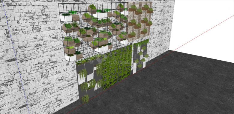 现代绿植隔断植物墙 su模型-图二