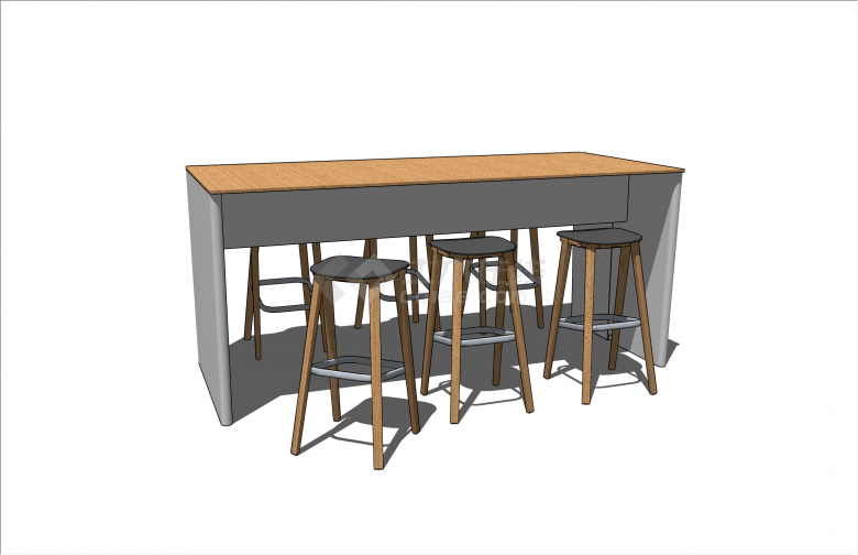 简约木制办公室家具桌椅su模型-图二