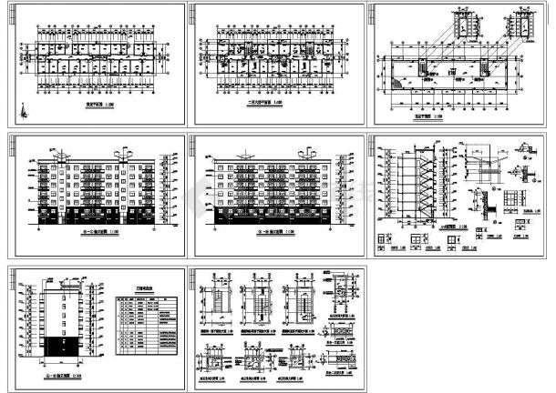长37.1米 宽9.3米 6层2单元每单元2户住宅楼设计图 含详图.-图一