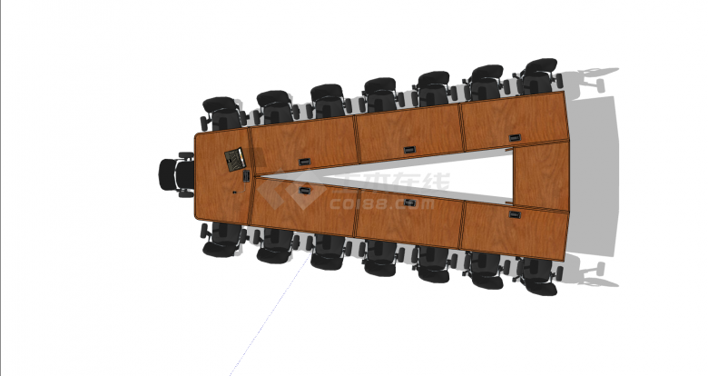 办公室三角会议桌家具su模型-图一