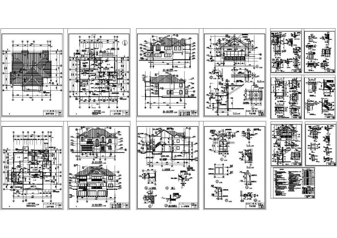 长17.94米 宽16.44米 2层479平米美式别墅建筑施工图（含设计说明）_图1