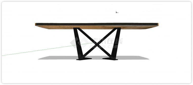 黑色桌腿做旧桌面办公室家具桌椅su模型-图一