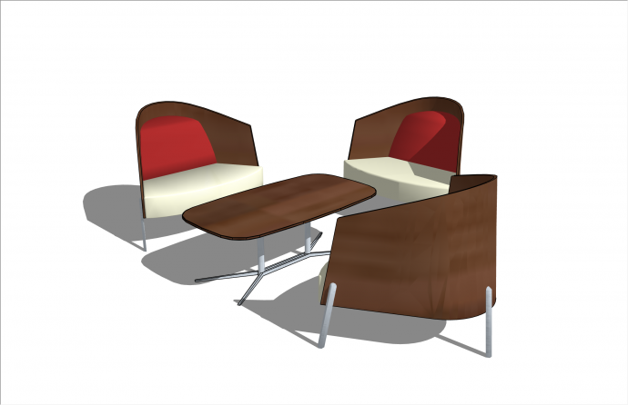 独特木制办公室家具桌椅su模型_图1