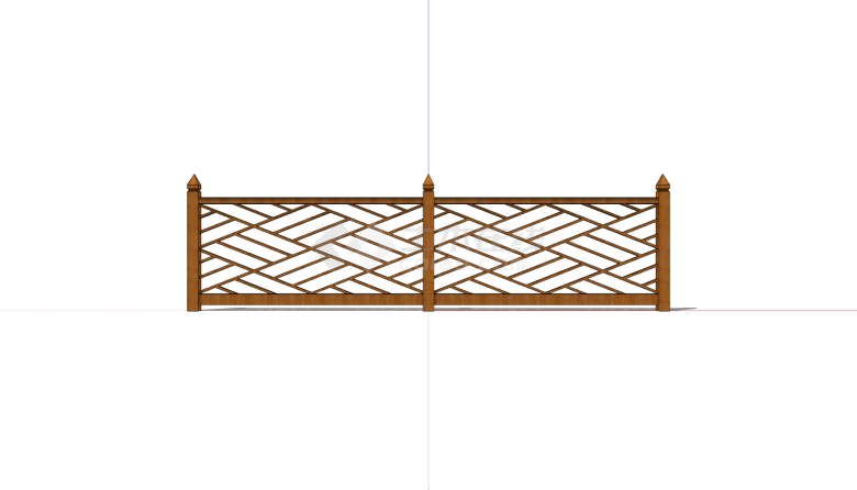 木质栏杆菱形镂空花纹su模型-图一