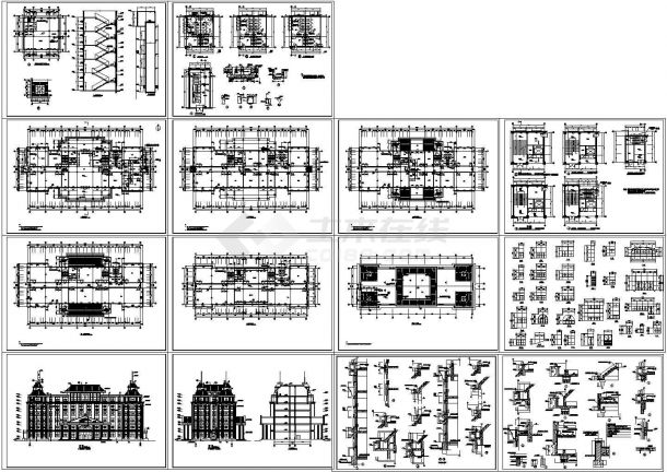 六层欧式办公楼全套建筑设计CAD图-图一