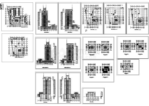 19层钢结构写字楼建筑设计CAD图-图一