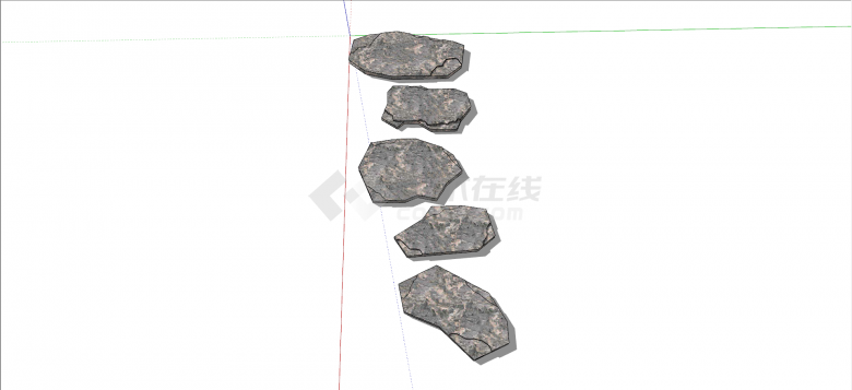 花岗岩自然式汀步su模型-图二