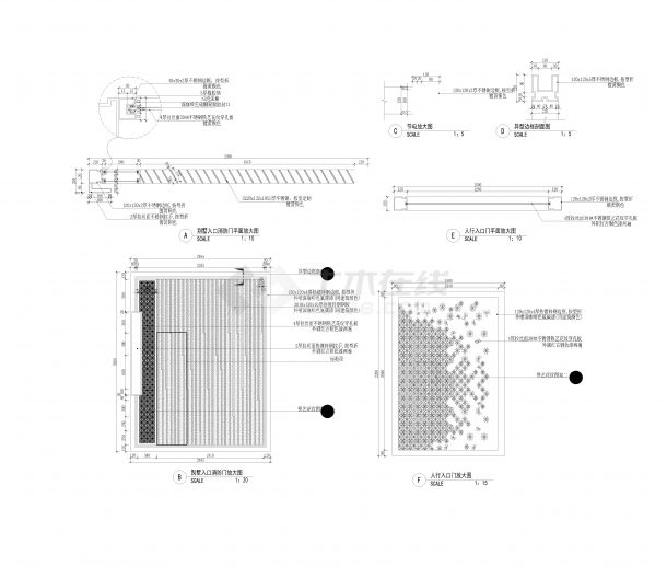 新中式入口景墙及铁艺大门CAD-图一