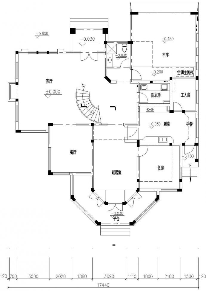 青浦安海小区三层别墅建筑设计cad图纸，共8张_图1