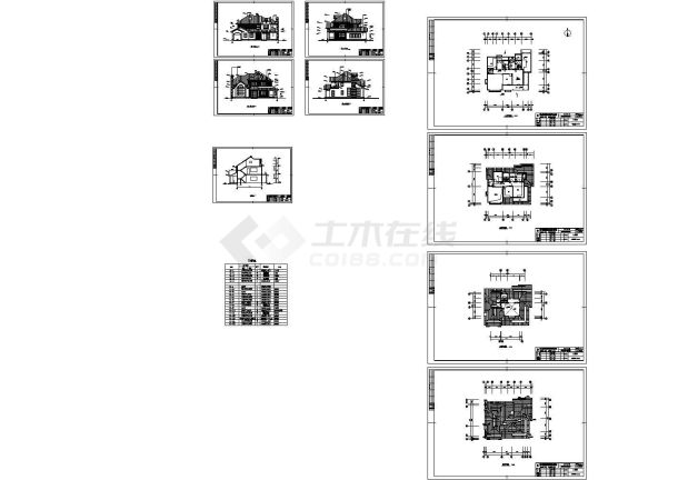 西安美德小区二层别墅建筑设计cad图纸，共10张-图一