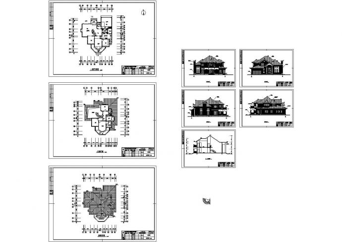 安徽拔海小区二层别墅建筑设计cad图纸，共8张_图1