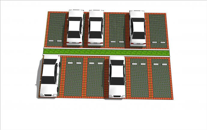 现代方形地砖停车场su模型_图1