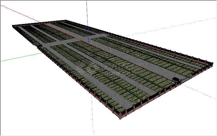 现代草绿色露天大型停车场su模型-图二