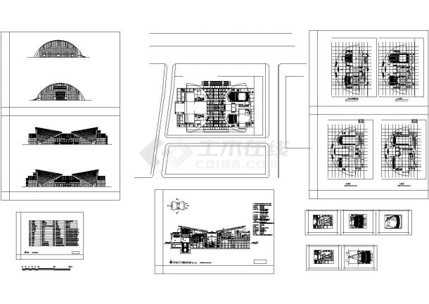 4层剧院建筑设计方案草图，共4张图纸-图一