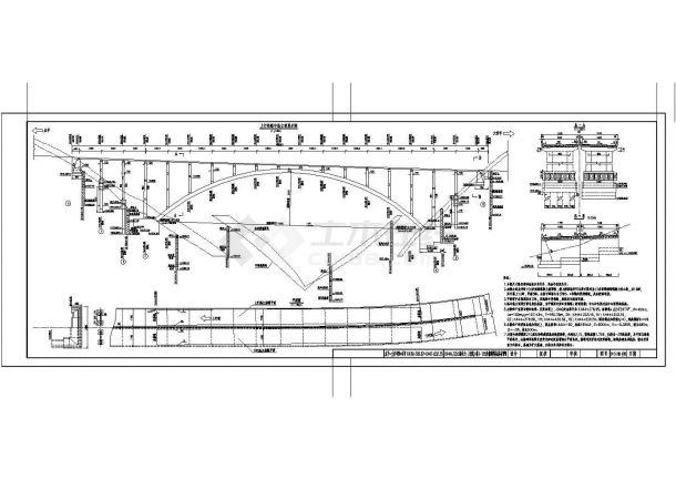 155米钢筋混凝土箱形拱桥施工cad图纸-图一