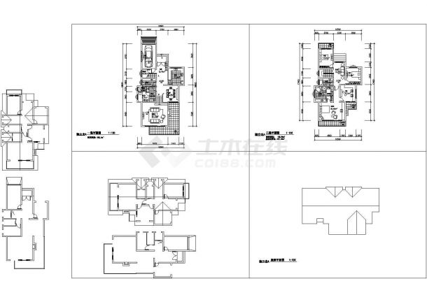 2层257平方米独立别墅设计建筑施工cad图，共六张-图一