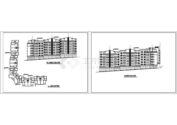 钟山大街商铺组合住宅建筑设计cad图(含平立面图，共三张)-图二