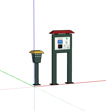 绿色简约现代充电桩 充电站 su模型-图二