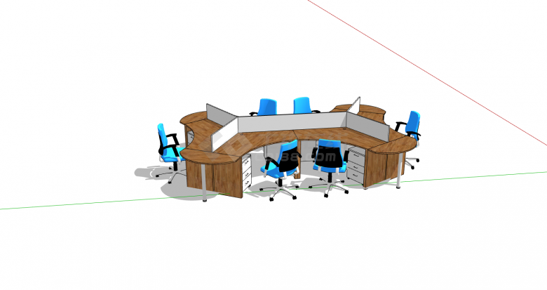 办公室家具蓝色椅子su模型-图二
