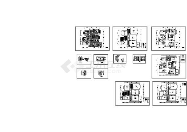 一套别墅住宅楼装修设计建筑施工cad图，共十二张-图一