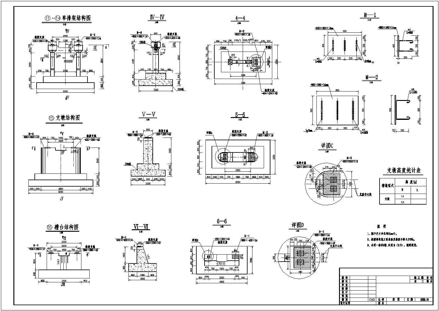 海南某工厂重力式渡槽施工CAD图