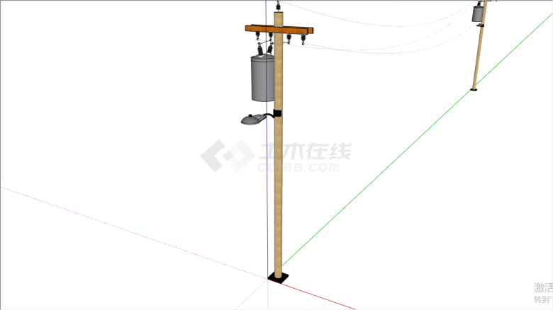 美丽乡村路灯电线杆su模型-图二