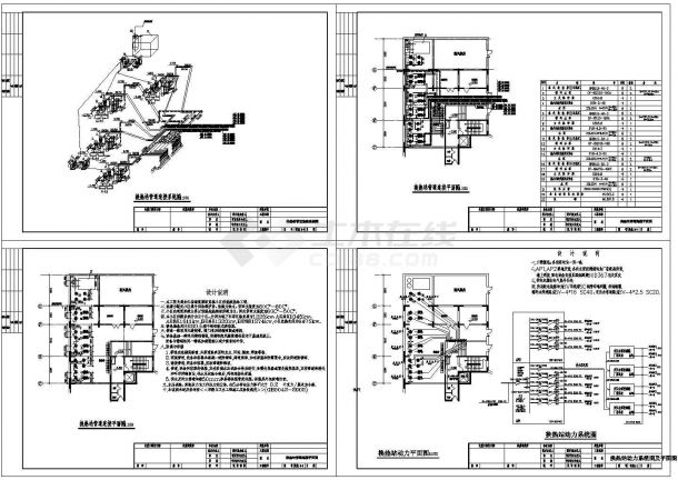 黑龙江某小区供热换热站工程CAD图纸-图一