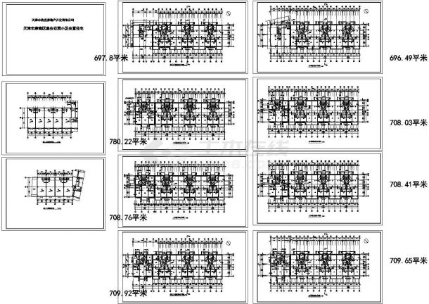 津南区惠安花园小区安置住宅建筑设计施工cad图，共十一张-图一