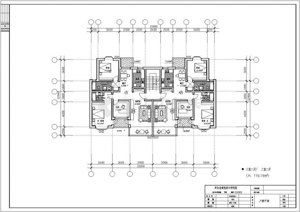 120平方米小高层一梯两户住宅户型设计cad图(含效果图)-图一