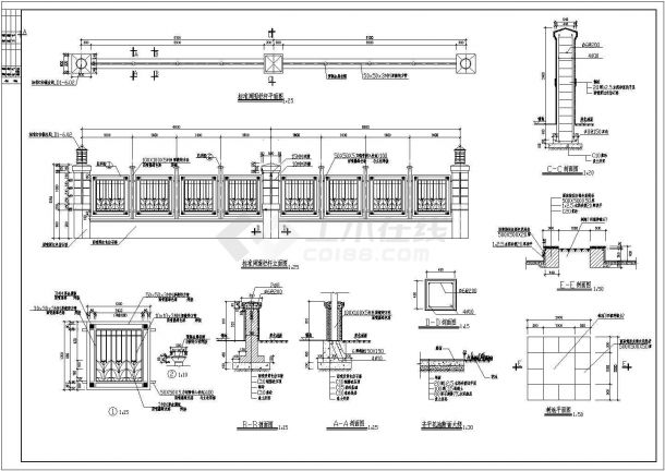 栏杆式围墙建筑CAD图-图二