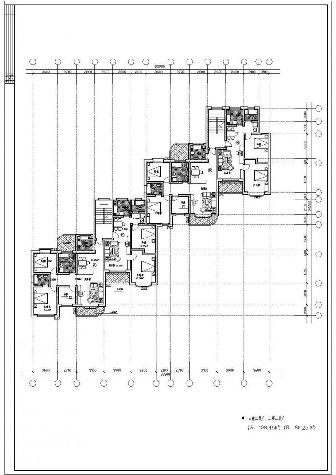 196平方米多层一梯两户住宅户型设计cad图(含效果图)_图1