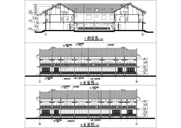 苏区民居住宅设计cad图(含剖立面图)-图二