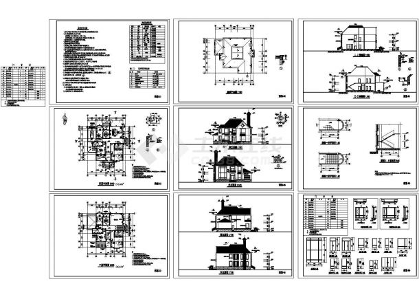 某两层砖混结构别墅（459.8㎡）设计cad全套建筑施工图（含设计说明）-图一