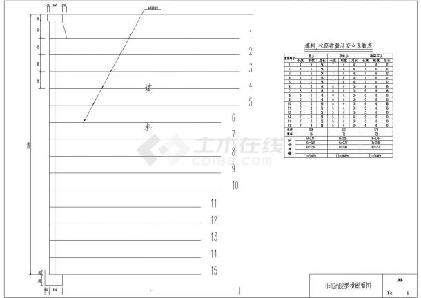 加筋挡土墙工程图集CAD版 20H=12米B2型断面图-图一