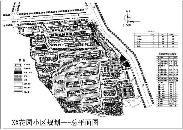 XX花园小区规划设计cad总图-图一