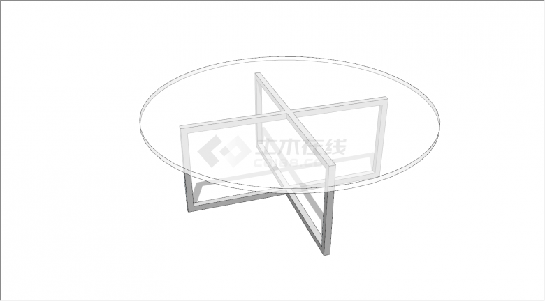 圆形透明玻璃办公室桌子su模型-图二