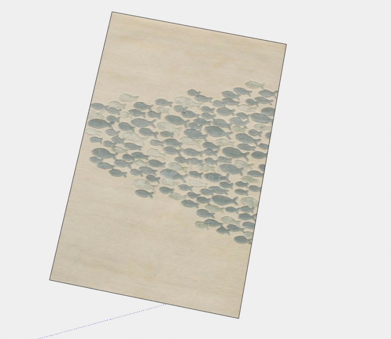 米色的带有小鱼图案的布艺地毯su模型-图二