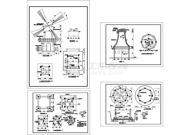 风车建筑设计施工详图-图二