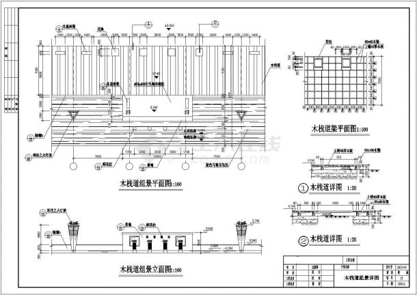 某景区木栈道组景设计CAD参考图-图二