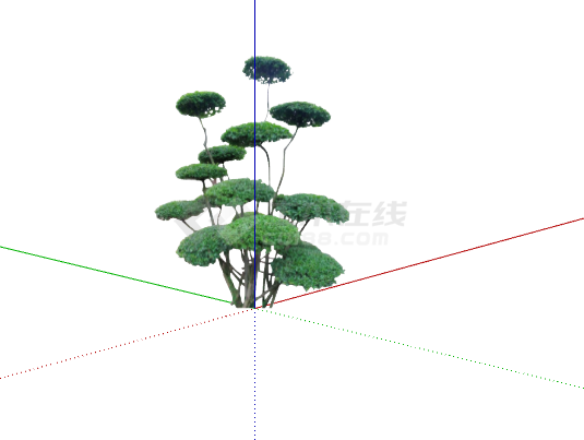 细枝绿色绿丝带造型树su模型-图二