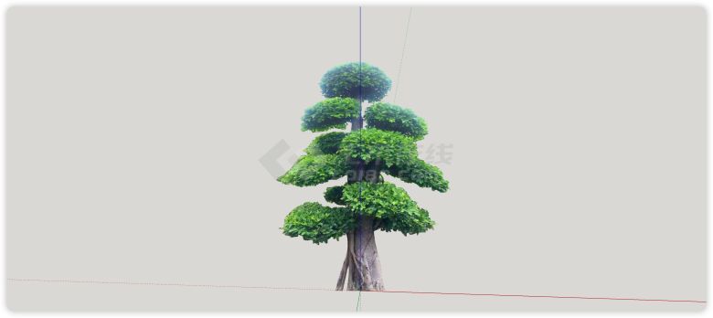 塔型绿色优美造型树su模型-图二