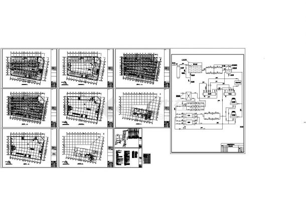 某超市水冷螺杆机空调设计cad施工图-图二