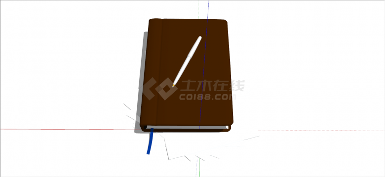 棕色硬皮笔记本摆件SU模型-图二