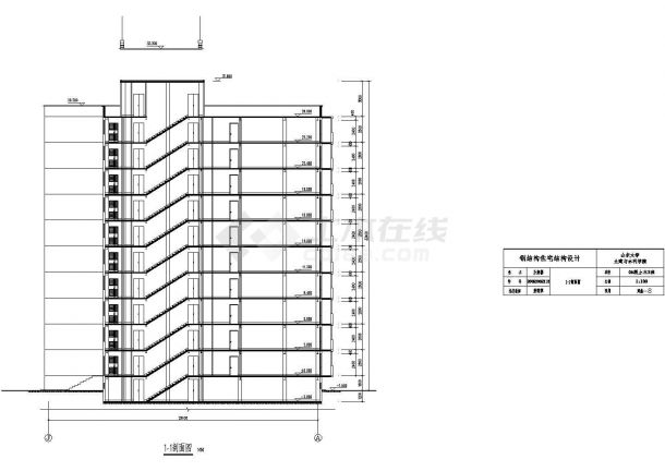 15000平米半地下室地上钢框架住宅建筑设计CAD施工图-图二