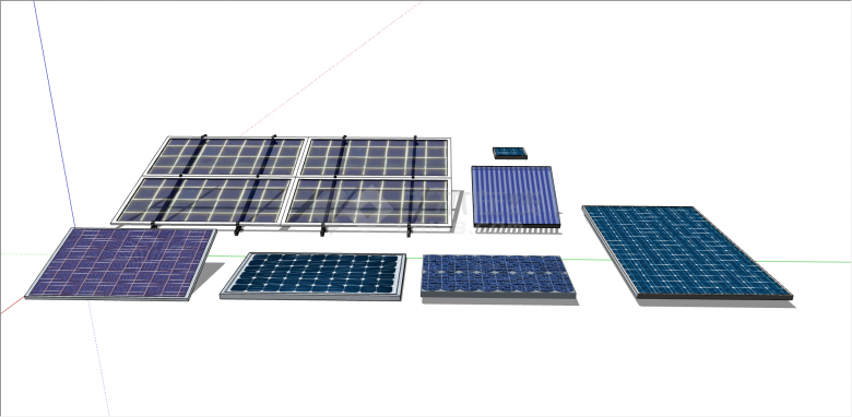 现代不同款式太阳能电池板组合su模型-图一