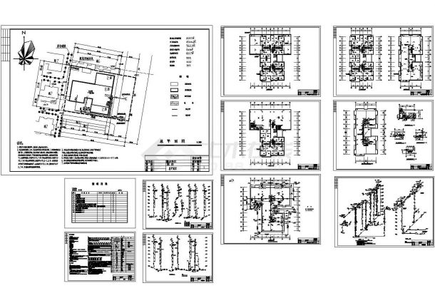 某八层综合楼给排水及消防CAD施工图-图一