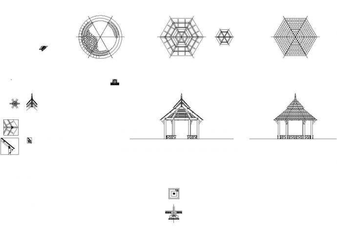 六角亭景观设计CAD平面布置图_图1